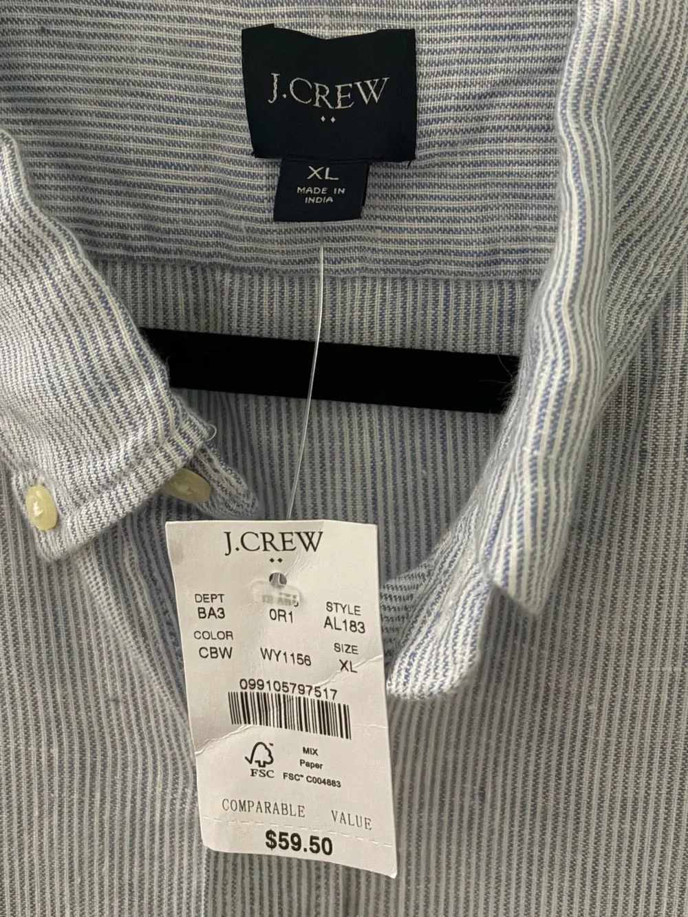 J. Crew Blue and White Striped Button-Up Shirt